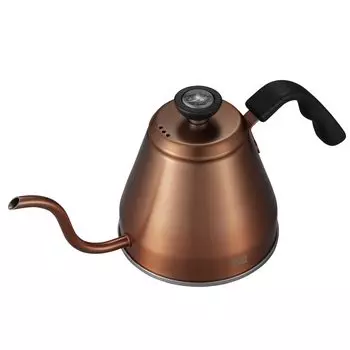 QAHWA Coffee Pot Copper Resin Handle Narrow Mouth Type with Thermometer Drip Kettle CB Japan 1.2L