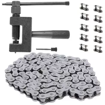 QAZAKY 415 Heavy Duty Chain 110 Links + Chain Breaker Cutter Link Removal Tool for 49cc 50cc 60cc 70cc 80cc 2-Stroke Engine 415-110L