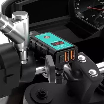 QC3.0 12 В USB-зарядное устройство для мотоцикла, быстрое зарядное устройство, водонепроницаемый переключатель с вольтметром, штекер SAE к разъему USB Type-C, аксессуары для мотоциклов B 2 USB QC3.0