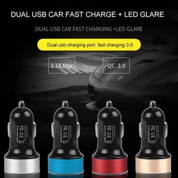 QC3.0 + 2.4A Автомобильное зарядное устройство с двумя USB-портами, ЖК-дисплей, 12-24 В, прикуриватель, быстрое зарядное устройство, обновленный автоматический USB-адаптер