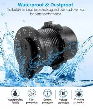 QC3.0 36 Вт двойное зарядное устройство USB 12 В водонепроницаемое USB PD розетка быстрое зарядное устройство с выключателем питания для автомобиля лодки мотоцикла грузовика внедорожника