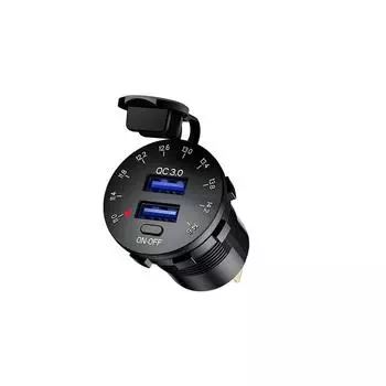 QC3.0 36 Вт двойной USB автомобильный разъем зарядного устройства вольтметр переключатель водонепроницаемый USB розетка быстрое зарядное устройство для 12 В автомобиля лодки мотоцикла грузовика гольфа синий