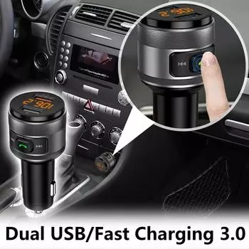 QC3.0 Быстрая зарядка USB Музыка Напряжение Определение Автомобильный MP3-плеер Bluetooth FM-передатчик One Size чёрный