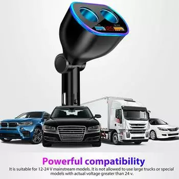 QC3.0 Car Charger 12V Dual USB LED Display Fast Charging 120° Rotation Cigarette Lighter Sockets Power Adapter For Phone Tablet