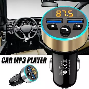 QC3.0 Car Charger FM Transmitter Bluetooth MP3 Player Accessories Fast Handsfree Modulator USB FM Dual Kit Charging Car Q5X6 серебряный