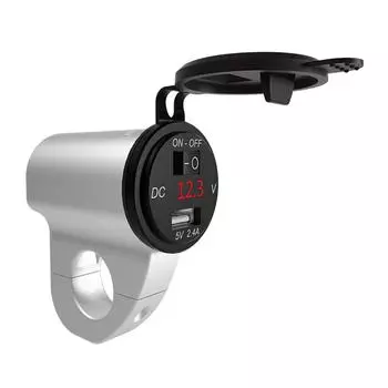 Qc3. 0 Двойное быстрое зарядное устройство для мотоцикла с цифровым вольтметром, CNC серебристый, Au