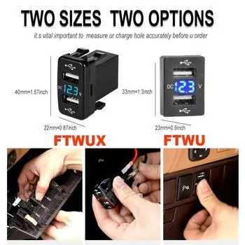 QC3.0 Двойной порт Быстрое зарядное устройство 12 В USB зарядное устройство со светодиодным вольтметром Автомобильный USB встроенный разъем адаптер зарядное устройство для TOYOTA