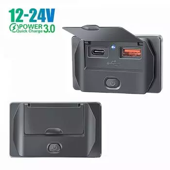 QC3.0 PD Car Charger Socket Quick Charge Dual USB with ON/OFF Outlet Panel Adapter 12/24V for Truck Camper Caravan Accessories