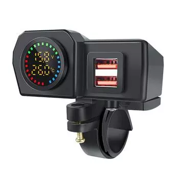 QC3.0 PD Dual USB Charger Motorcycle Fast Charge Voltage Temperature Display Motorcycle Phone Charger Adapter Socket
