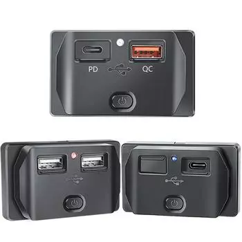 QC3.0 PD USB розетка двойная USB зарядное гнездо водонепроницаемая автомобильная зарядная панель с кнопочным переключателем для автомобиля морской лодки автофургона автобуса грузовика