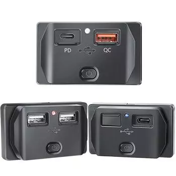 QC3.0 PD USB розетка двойная USB зарядное гнездо водонепроницаемая автомобильная зарядная панель с кнопочным переключателем для автомобиля морской лодки автофургона автобуса грузовика
