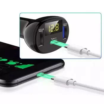 QC3.0 QC DC 12V Dual USB Type C Digital Display PD USB Type Multi Volt Voltage Meter Charger Monitor For Car Fast Chargring S7A7