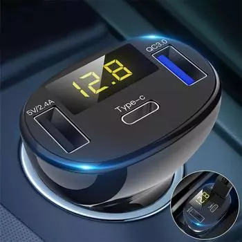 QC3.0 QC DC 12V Dual USB Type C Digital Display PD USB Type Multi Volt Voltage Meter Charger Monitor For Car Fast Chargring H8H7