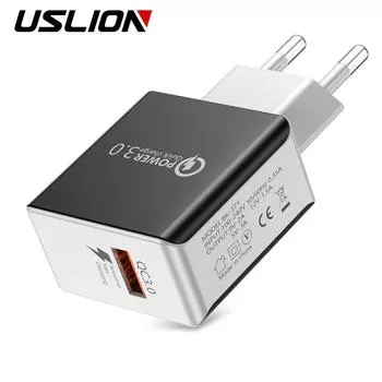 QC 3.0 USB-зарядное устройство для рисования волокна Quick Charge 3.0 Быстрое зарядное устройство Портативный адаптер для зарядки телефона US белый