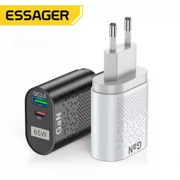 QC + PD 65 Вт GaN зарядное устройство типа C PD USB QC 4,0 QC 3,0 настенный адаптер для быстрой зарядки для IPhone 13 14 Xiaomi 12 Samsung Galaxy Macbook EU белый