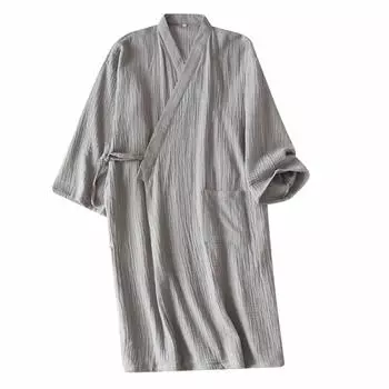QCHOMEE Японский ажурный халат для отелей, Jinbei, Пижамы, Юката, Мужские, Женские, 100% Хлопок, Текстура, Стиль, Спереди, Пижамы, Домашняя одежда, Пары,