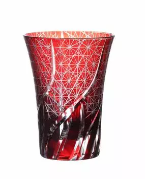 [QD-K2] Старинная стеклянная кружка Kiriko Glass, традиционная, можно мыть в посудомоечной машине (красный) красный