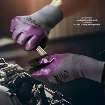 QearSafety Нитриловые резиновые перчатки с покрытием на костяшках пальцев, устойчивые к маслу/жиру, износостойкие, противоскользящие S