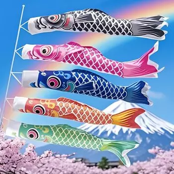 Qecyd Carp Streamer, Carp Streamer, Балкон, В помещении, На открытом воздухе, Сад, Набор из 5 цветов, Для балкона, День детей, Карп Баннер, Мини-карп Streamer,