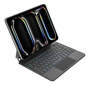 QERDAOYI Magic Keyboard 2024 совместима с iPad Pro 11 дюймов, номер модели A2837, чехол-клавиатура для iPad с высокоточным трекпадом, японская раскладка чёрный