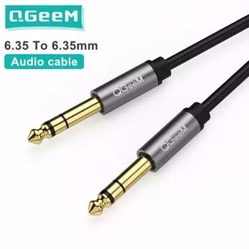 QGeeM 6,5 мм 6,35 мм разъем аудиокабель 6,35 разъем «папа-папа» Aux кабель 1 м 2 м 3 м для гитарного микшера усилитель бас 6,35 мм Aux кабель 1M чёрный