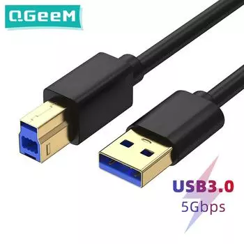 QGeeM ужин Скорость USB 3,0 кабель принтера USB 3,0 AM-BM кабель USB3.0 удлинитель кабеля принтера проводной кабель для принтера HP 1.8M чёрный