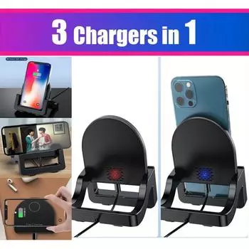 Qi беспроводное быстрое зарядное устройство Samsung Iphone Lg Android 3-в-1 многофункциональная зарядная подставка белый