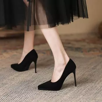 Qiandongge pointed stiletto high heels women s new suede super high heels CM 34