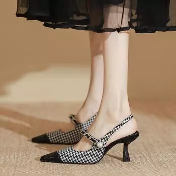 Qiandongge Sandals Women S Kitten Heel Single Shoes French High Heels Huizhou Women S Shoes Summer Women S Back Empty 35 белый