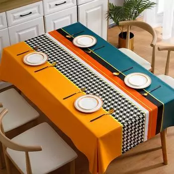 Qiandongge Waterproof And Oil-Proof Leave-In Tablecloth Household Tablecloth Wind Coffee Table Cloth Atmosphere Dining Table Mat 140*140cm