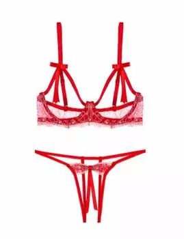 Qianqu Сексуальное женское белье Открытый бюстгальтер Шорты Милое женское белье СЕКСУАЛЬНОЕ нижнее белье Прозрачные шорты Трусики Экстремальная эротика красный