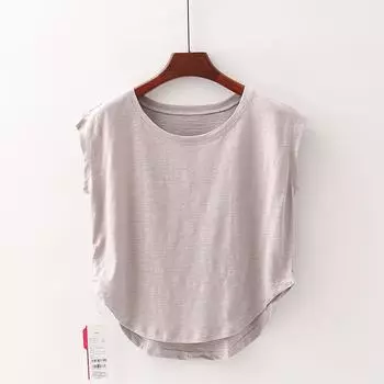 [Qiao] Shopping Mall Brand Discount Female New Arrival Sports Running Stretch Crew Neck Silm Dance Yoga T-shirt 3s286 Ash 2XL/175