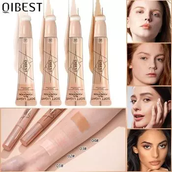 QiBest Air Cushion Foundation Concealer Matte Foundation Cover Невидимые поры Натуральная увлажняющая основа