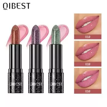 QIBEST Diamond Colour Changing Lipstick Перламутровая, мелкозернистая, увлажняющая, легко меняющая цвет шелковистая губная помада