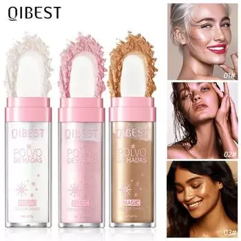 QIBEST Highlighting Pat Powder Highlighting Pearl Shimmer Powder Осветляющая все тело Натуральная трехмерная рассыпчатая пудра Финишная пудра