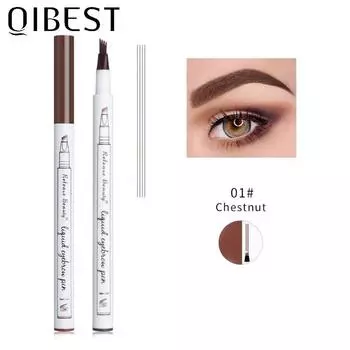 QIBEST Карандаш для бровей с четырьмя кончиками и четырьмя вилками. Чрезвычайно тонкий микроскопический жидкий карандаш для татуировки бровей. Ленивый карандаш для бровей.