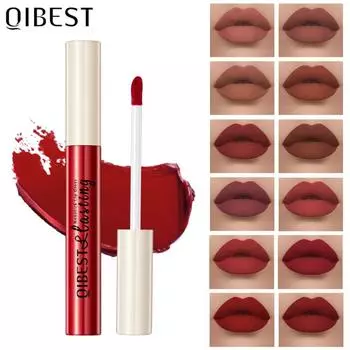 QiBest Non-Stick Lip Glaze Matte Matte Liquid Lipstick Невыцветающий блеск для губ
