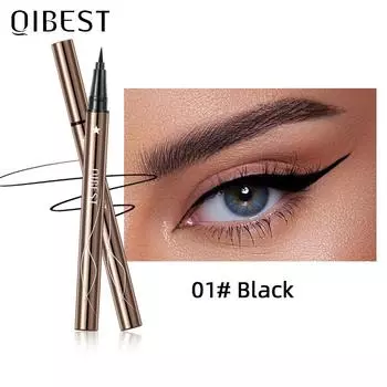 QIBEST Очень тонкий карандаш для подводки глаз. Гладкая и гладкая, долговечная, не размазывающаяся, быстрообучающаяся подводка для глаз.