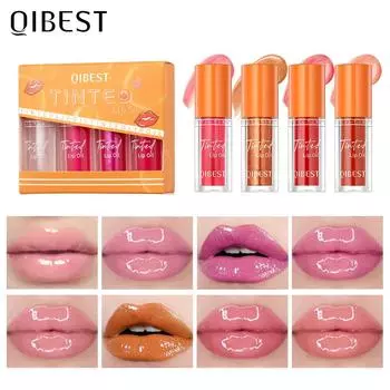 QIBEST Питательное масло для губ с эффектом сияния, увлажняющее масло для губ с медовым зеркалом, восстанавливающий блеск для губ, набор для макияжа A