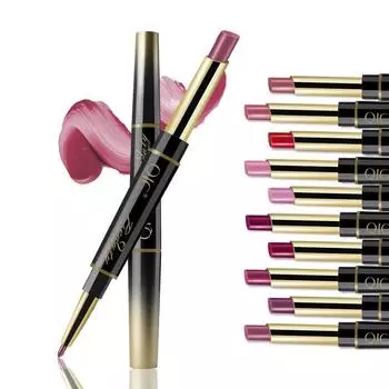 QIC 2 в 1 губная помада с двойной головкой, карандаш для губ, увлажняющий крем для губ, косметика для макияжа, легко носить телесного цвета