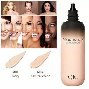 QIC Base Face Liquid Foundation Cream Полный консилер Консилер Контроль жирности Легкий макияж Мягкая основа для макияжа лица Ivory
