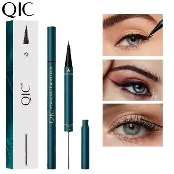 QIC двуглавая подводка для глаз 2в1, тушь для ресниц, водостойкая и долго сохнущая, не расцветает макияж 1PCS
