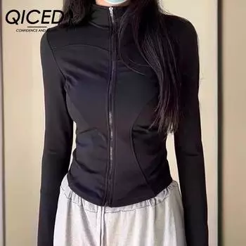 QICED Белое шелковое солнцезащитное женское летнее тонкое утягивающее обтягивающее платье для йоги с короткой курткой M