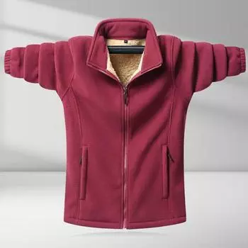 QICED флисовая мужская осенне-зимняя флисовая однотонная куртка на молнии сверху толстое пальто зимнее пальто M