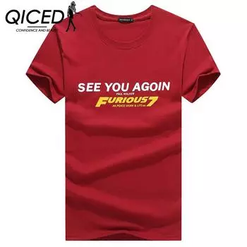 QICED Летняя футболка с короткими рукавами, мужская футболка с круглым вырезом и трендовым низом S белый