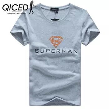 QICED Летняя футболка с короткими рукавами, мужская футболка с круглым вырезом и трендовым низом S белый