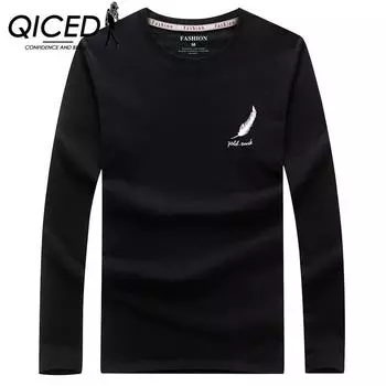 QICED Мужская футболка с длинными рукавами, модная футболка с короткими рукавами, свободная одежда больших размеров S белый