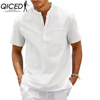 QICED Мужская мода повседневный однотонный принт Топы и футболки S белый