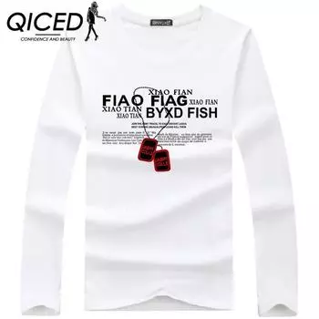 QICED Мужская рубашка с длинными рукавами и круглым вырезом, облегающая рубашка, осенний свитер, мужская одежда больших размеров на весну и осень S белый