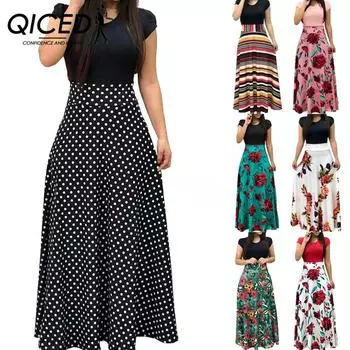 QICED одинаковое женское платье больших размеров с короткими рукавами и цветочным принтом S